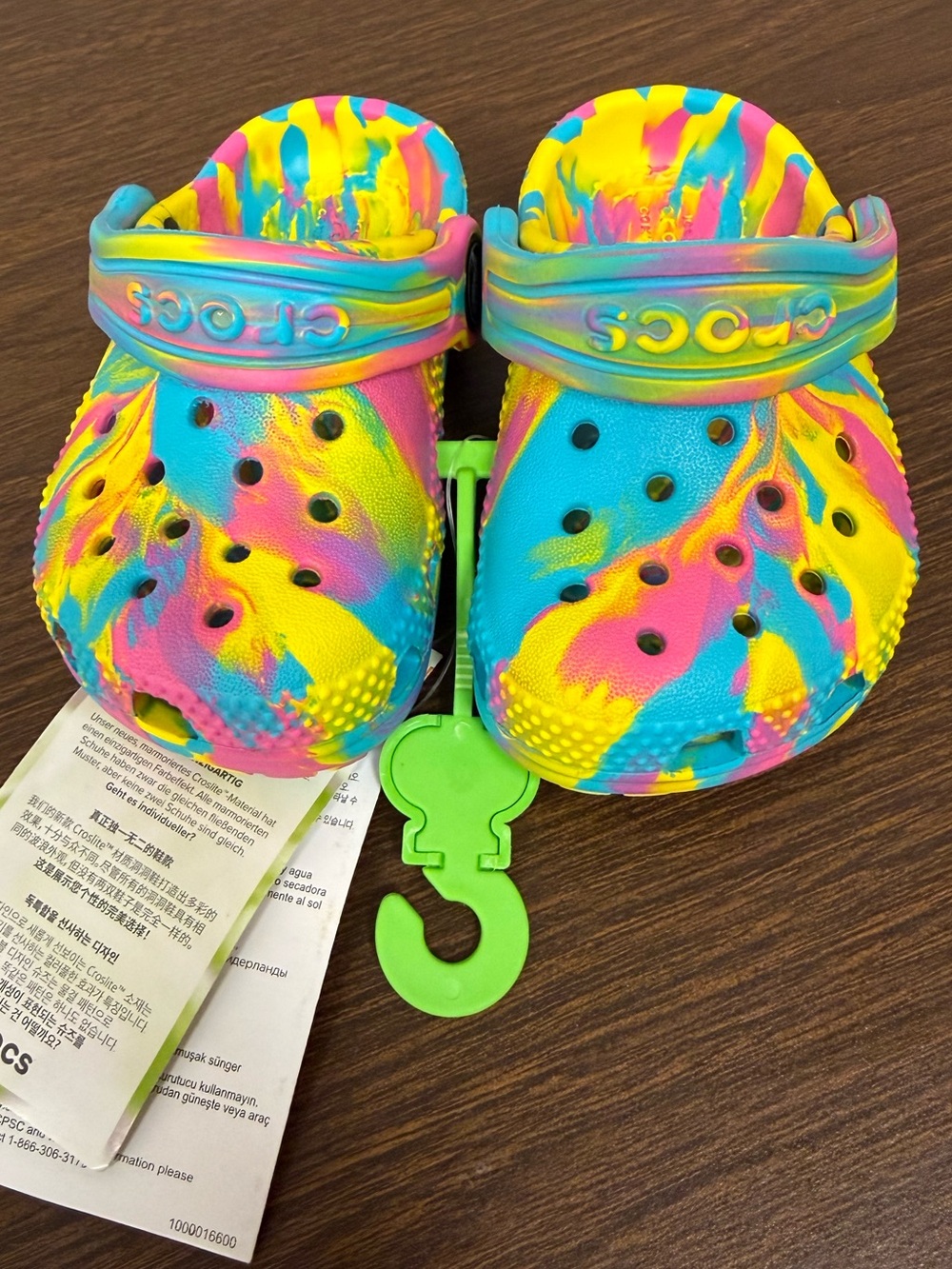 NEW CROCS toddler classic marbled clog- aqua, pink, yellow